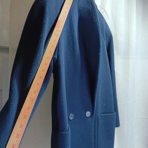 Jones New York Women's 100% Wool Overcoat Vintage Navy Blue Size M - Picture 7 of 11